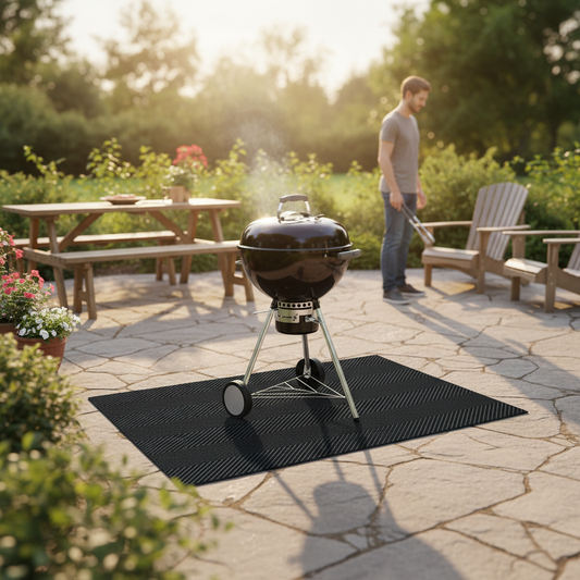 Premium Heavy Duty Flame Retardant Barbecue Protection Mat with Non-Slip Backing and Easy Storage Options