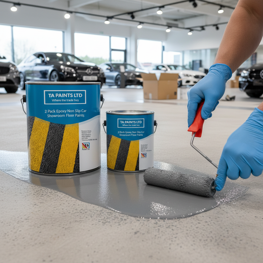 Premium Two Pack Epoxy Non-Slip Floor Paint for Car Showrooms - Durable, High-Gloss Finish with Pre-Mixed Aggregate