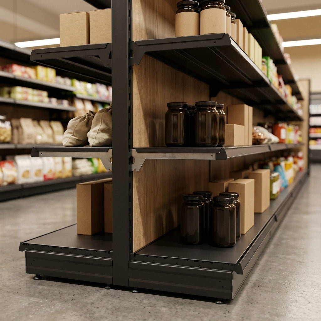 1.4m Wood Effect End Bay Shelving 370mm Base 500–1000mm Width (view 2)
