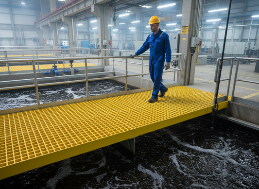 Premium Heavy Duty Open Square Holed GRP Grating 3665 x 1225 x 25mm with Non-Slip Surface