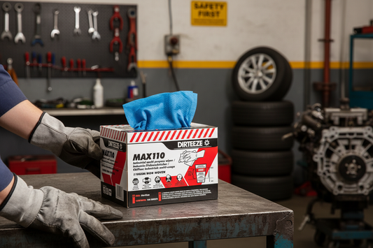 Dirteeze Heavy Duty Maximum Strength Industrial Wipes - MAX110B ||Box of 160 Wipes for Surface Cleaning
