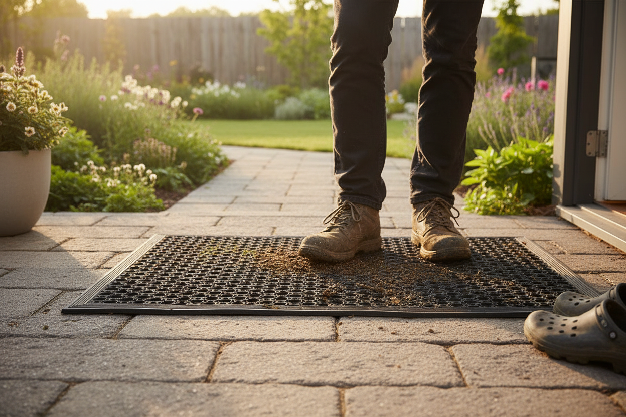 Premium Heavy Duty Rubber Sentry Mat for Outdoor Entrances - Anti-Slip, Multi-Purpose with Honeycomb Surface and Bevelled Edges