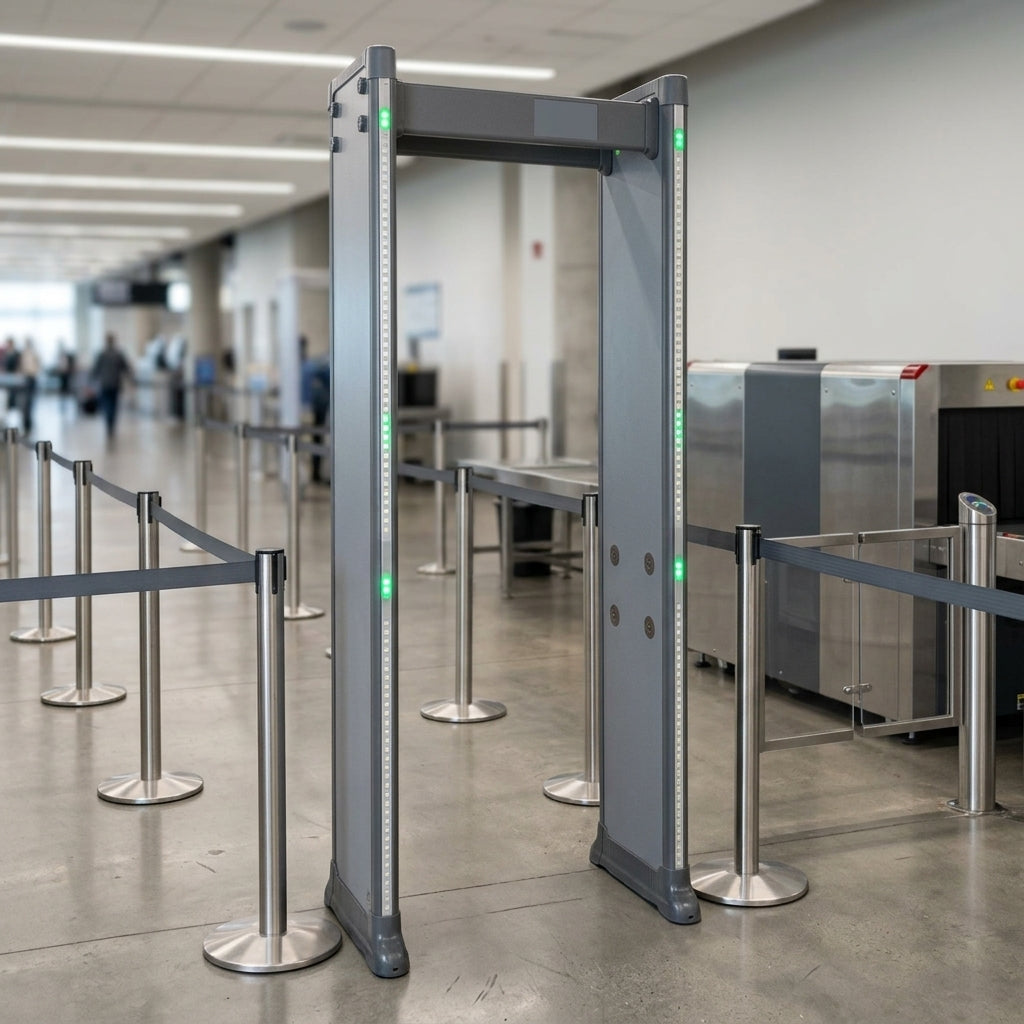 Waterproof walk-through metal detector, 33 zones, IP65 rated