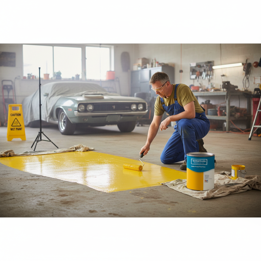 Premium Yellow Safety Hazard Floor Paint - Durable High Gloss Coating for Concrete and Metal with Excellent Chemical Resistance