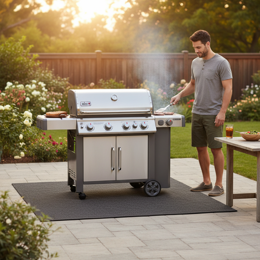 Premium Fire Retardant BBQ Protection Mat for Outdoor Grilling - Durable, Slip-Resistant with Ribbed Surface Texture