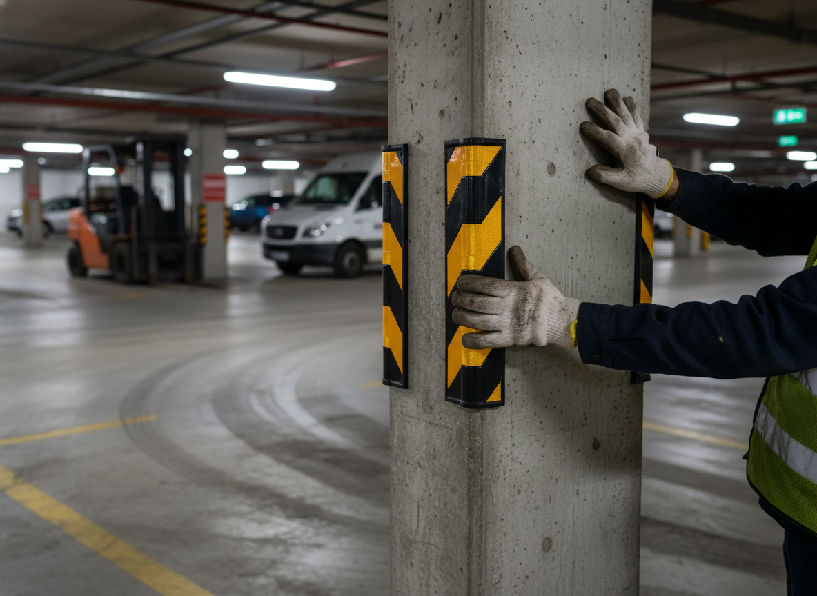 Premium Heavy Duty Reflective Corner Protector 115 x 115 x 800 mm with Extra Thickness and Honeycomb Tape for Impact Protection