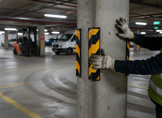 Premium Heavy Duty Reflective Corner Protector 115 x 115 x 800 mm with Extra Thickness and Honeycomb Tape for Impact Protection