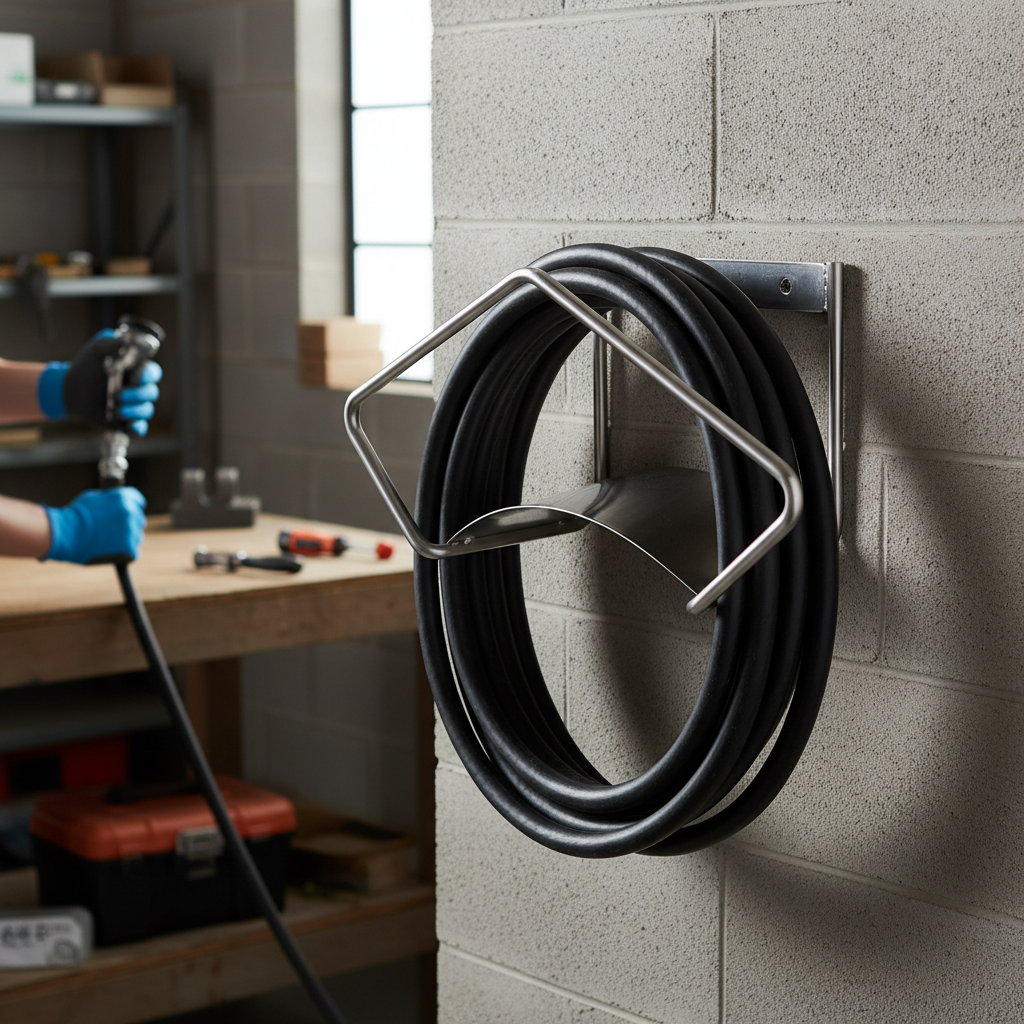 Premium Heavy Duty Wall Mounted Hose Rack - Stainless Steel Grade 304, Corrosion Resistant, Electro-Polished for Hygiene