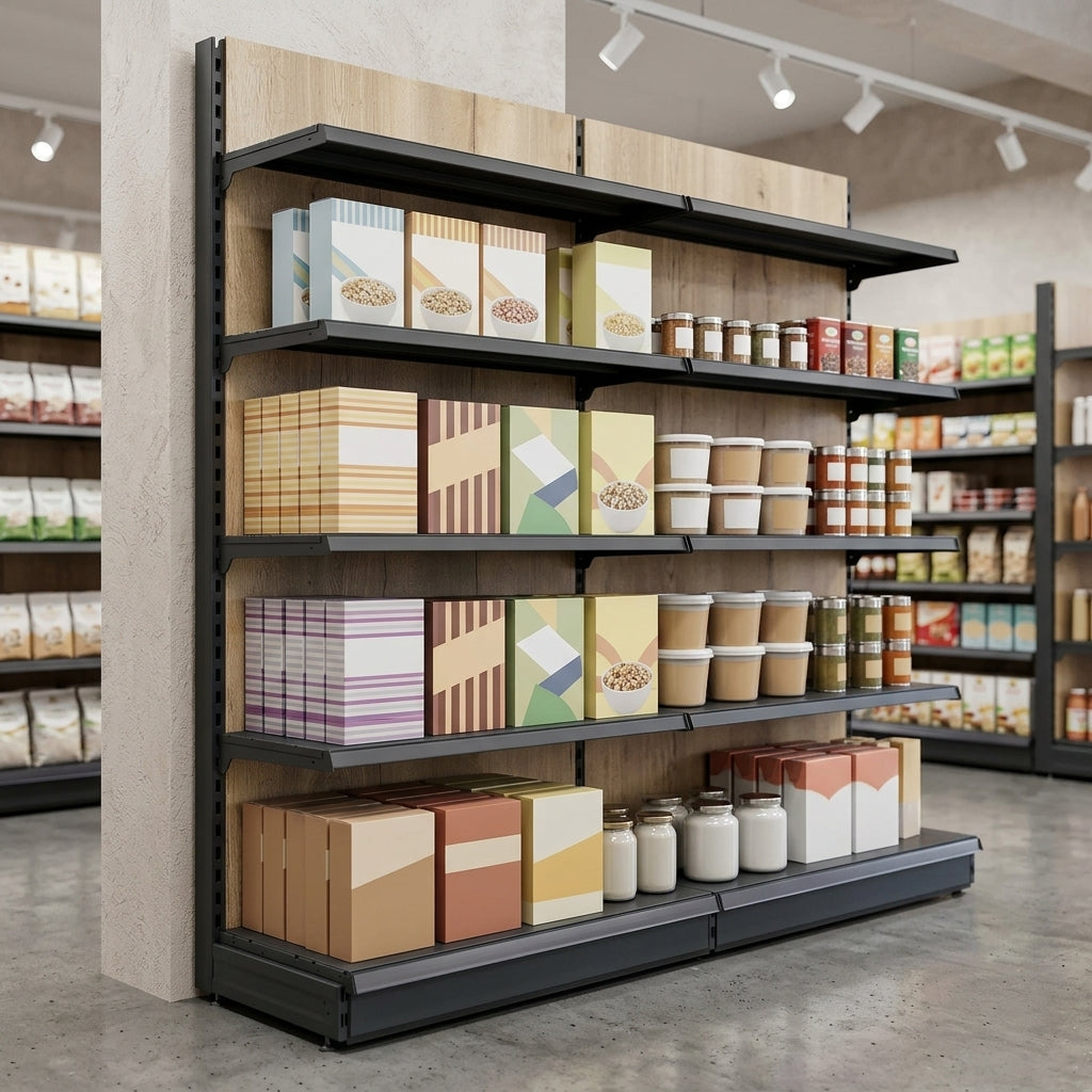 1.8m High Wood Effect Wall Bay Shelving with Adjustable Shelves (view 2)