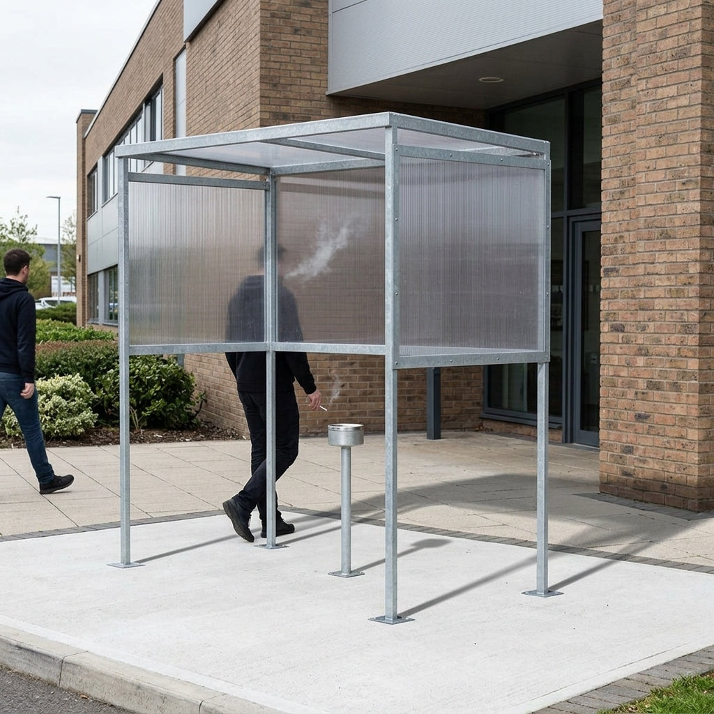 Freestanding smoking shelter slimline polycarbonate panels