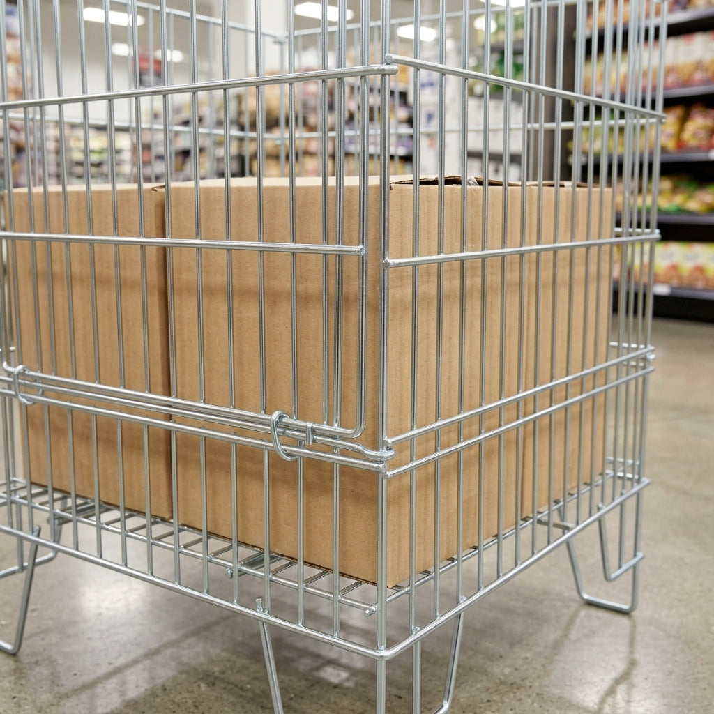 Zinc plated wire dump bin, adjustable base, heavy-duty retail (view 2)