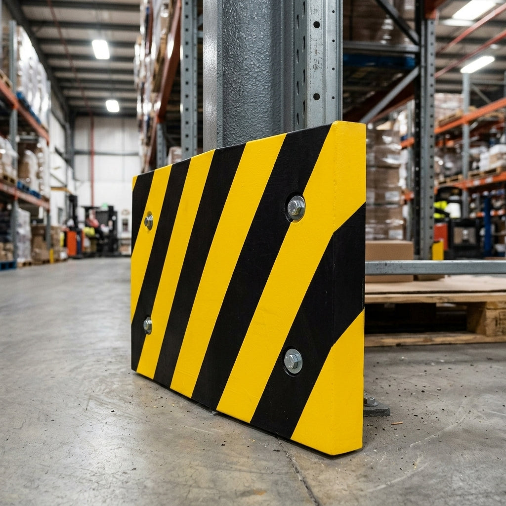 500 × 200mm Column Protection Pad, Yellow/Black Hazard Stripes