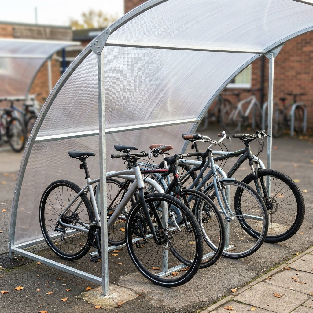 Economy 4-Bike Cycle Shelter with Galvanised Steel Frame (view 2)