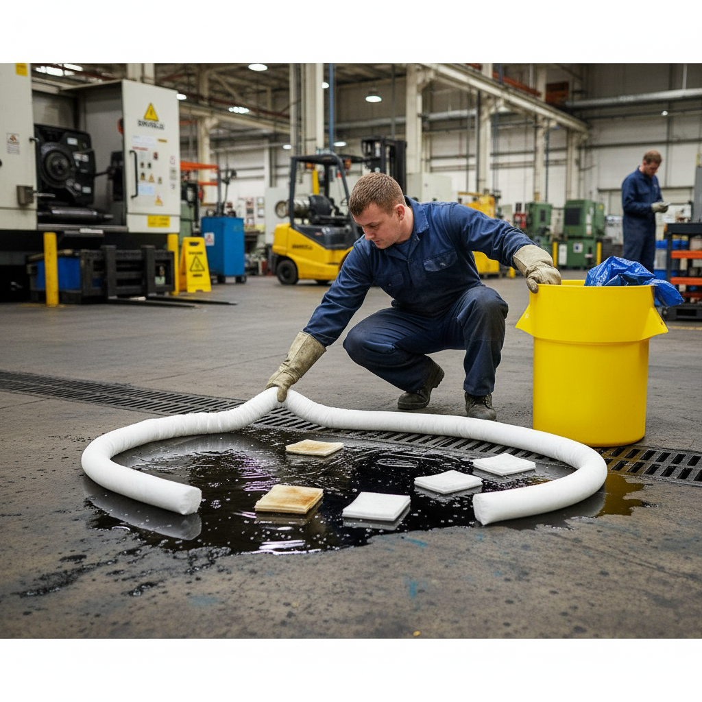90ltr Oil Selective Spill Kit With Twin Handles Cylindrical Bin - OS90SK || Absorbs Hydrocarbons but repels water