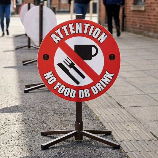 430mm floor sign – no food or drink safety warning