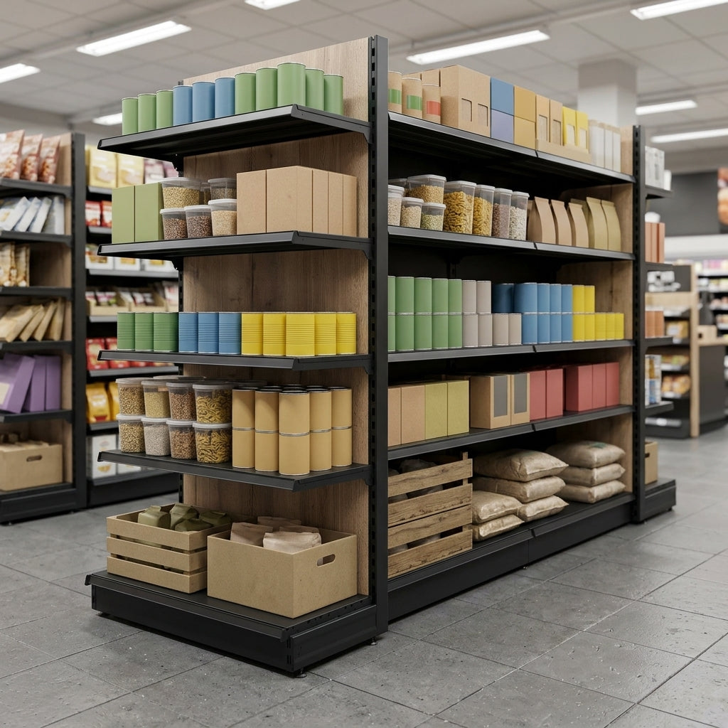 1.6m High × 470mm Wood Effect Gondola Shelving Bay