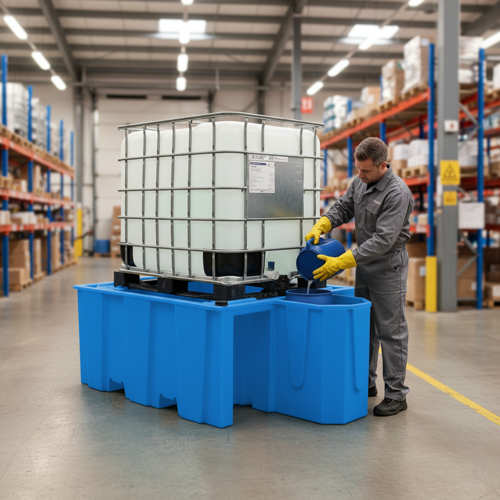 IBC Spill Pallet With Built-in Dispensing Area  - BB1D ||1100ltr Sump Capacity