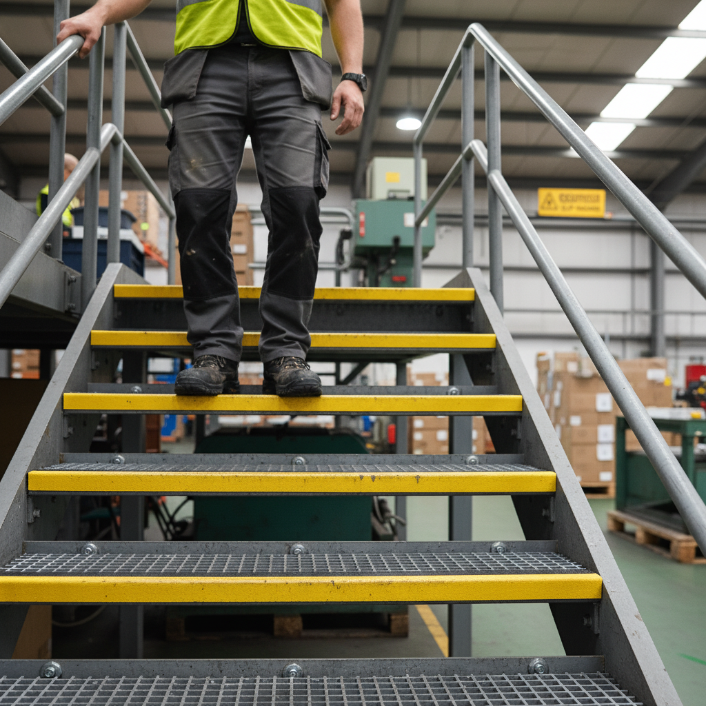 Premium Heavy Duty Anti-Slip GRP Stair Nosing Tread Covers - Black/Yellow for Enhanced Safety and Visibility