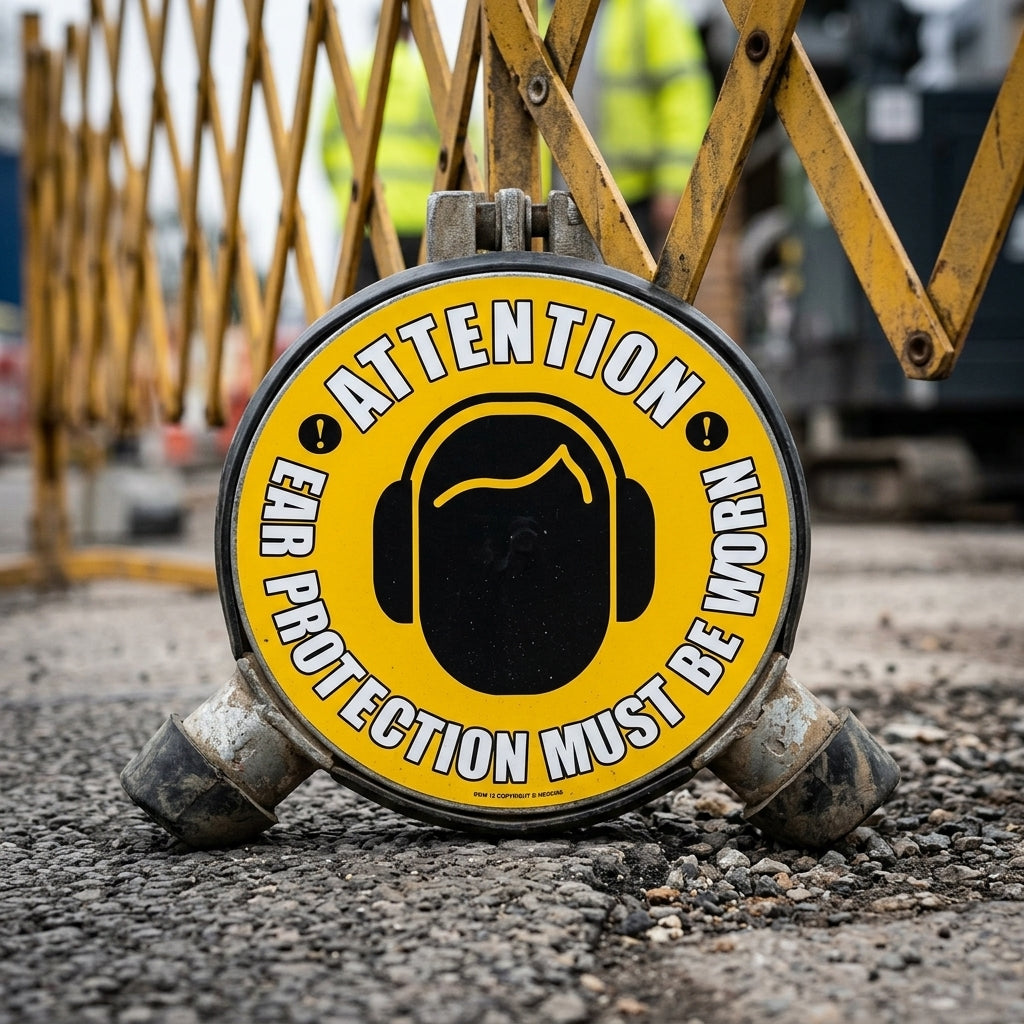 430mm floor sign – ear protection must be worn (view 2)