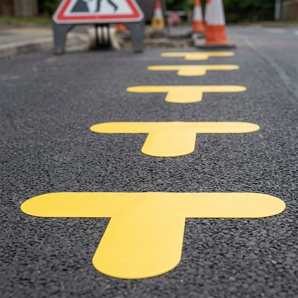 300mm × 200mm 'T' floor marker PVC self-adhesive pack of 10