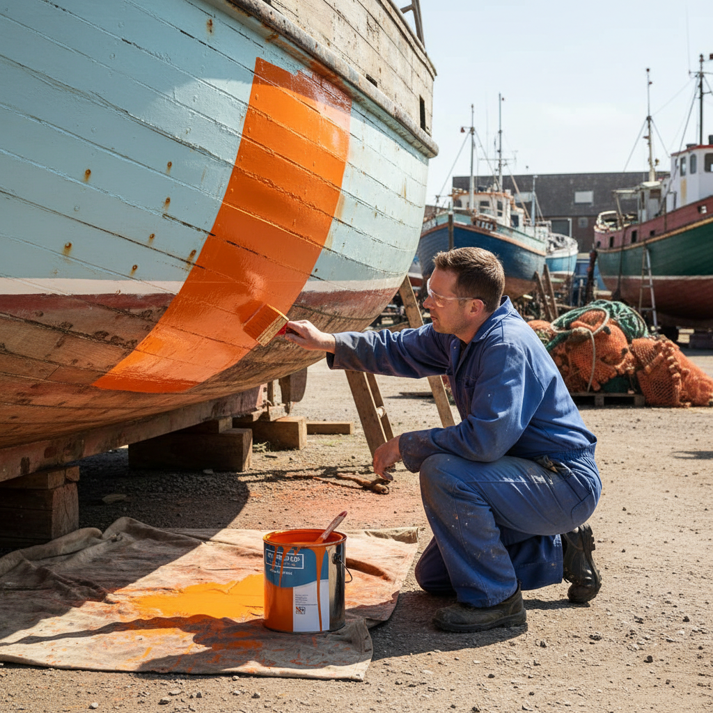 Premium Marine Boat & Barge Paint - High-Performance Orange Enamel with Excellent Weathering Resistance