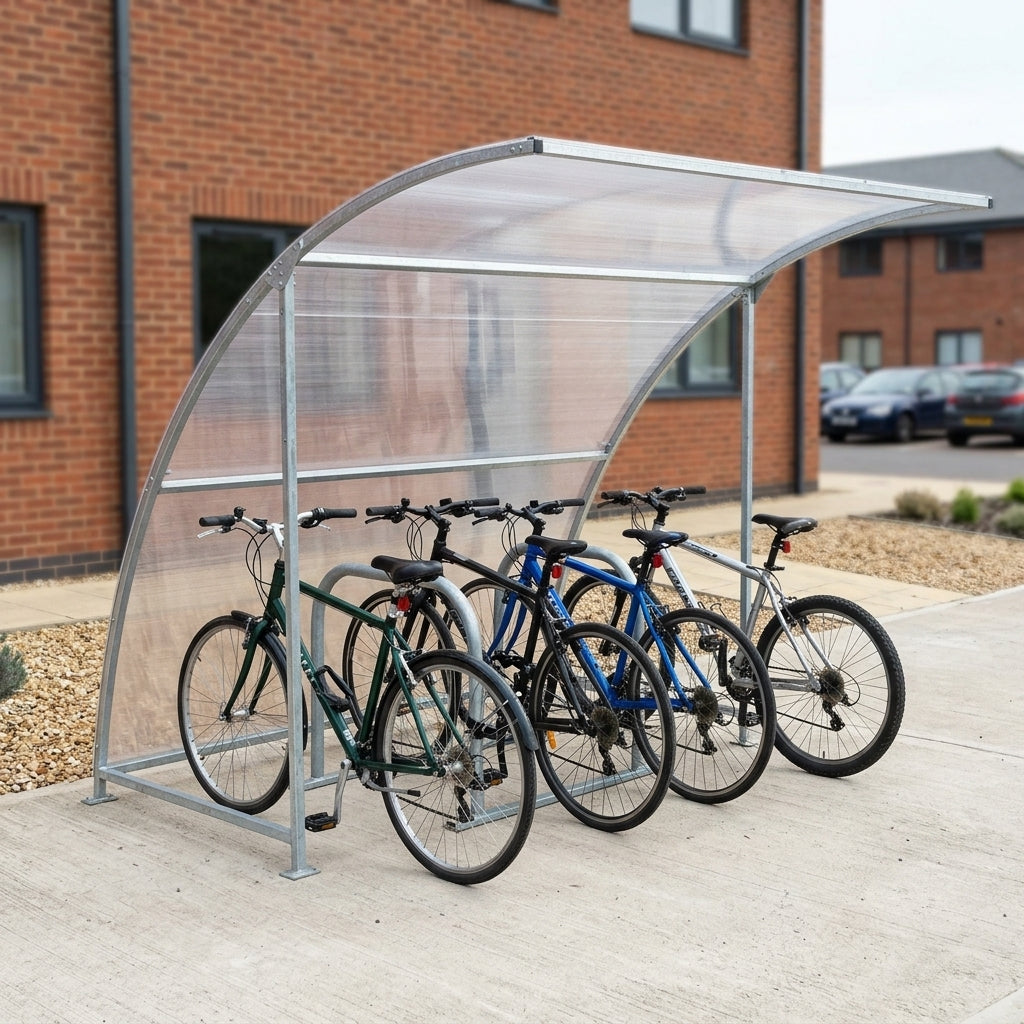 Economy 4-Bike Cycle Shelter with Galvanised Steel Frame
