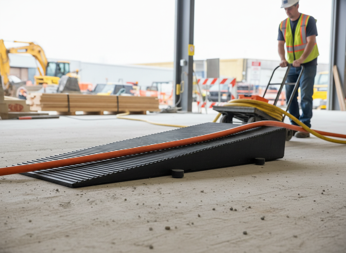 Premium Heavy Duty Hose and Cable Ramp 1200mm x 400mm x 155mm for Safe Vehicle Traversal