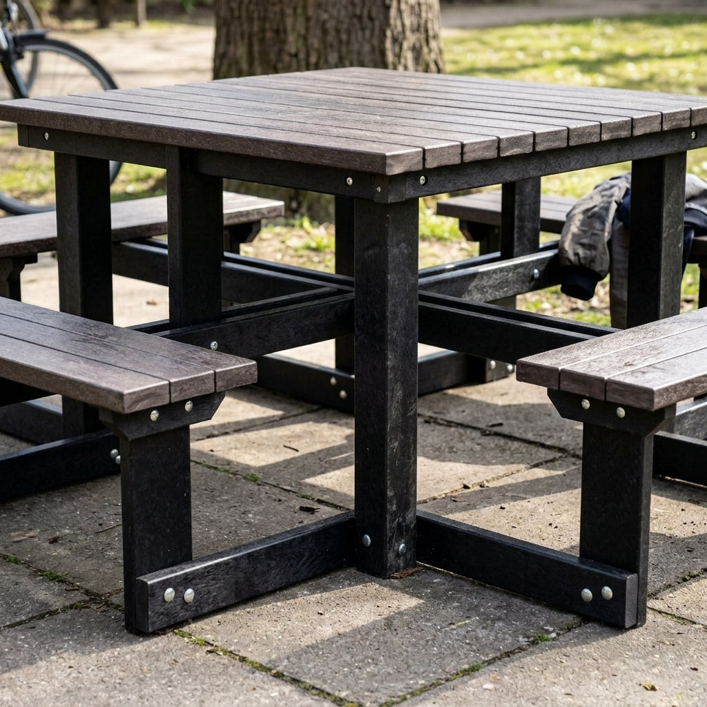 2.1m Square Recycled Plastic Picnic Table 8-Seater (view 2)