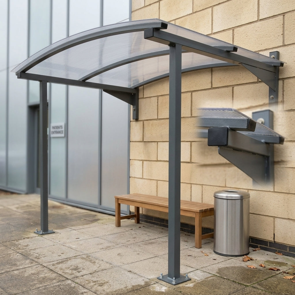 Lightweight aluminium entrance canopy, 1200–2000mm, RAL7016 (view 2)