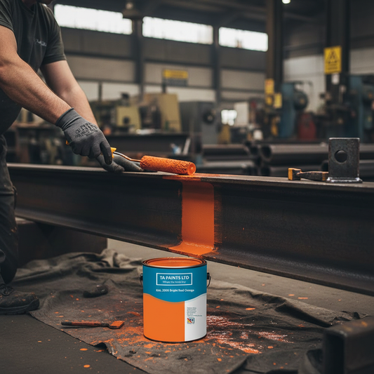 Premium Bright Red Orange Industrial Paint for Creative Environments - Vivid Color for Commercial Floors and Dynamic Displays