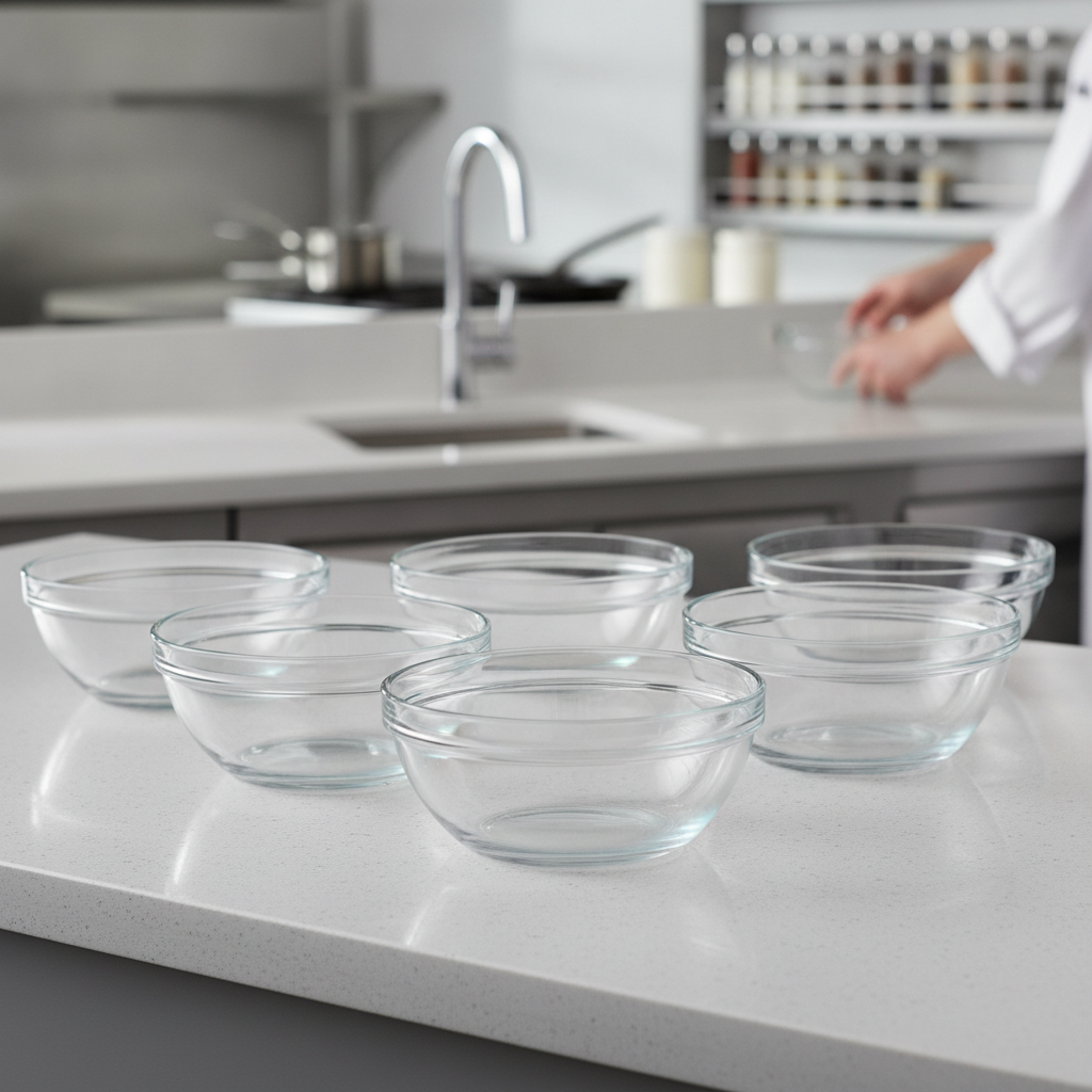 Toughened Glass Mixing Bowl 4.3L for Professional Use (Pack of 6)