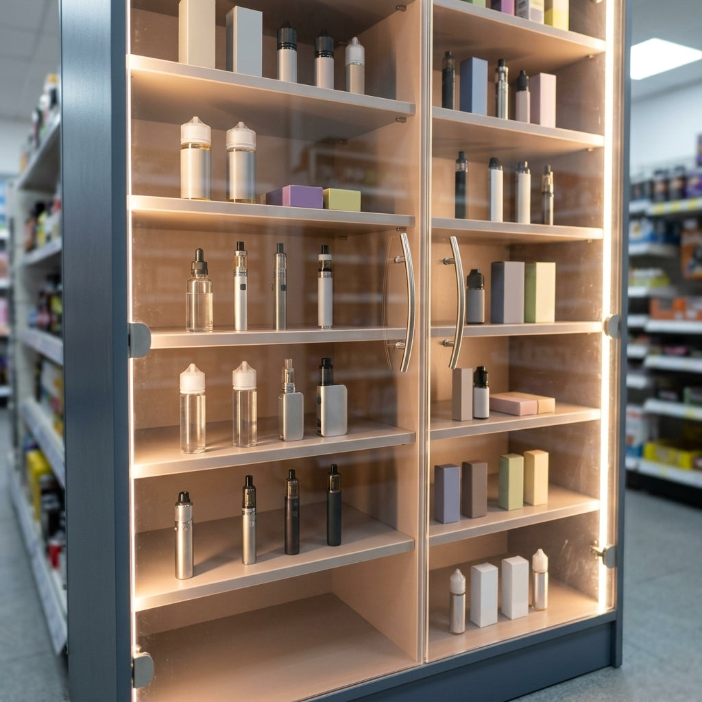 Vape Display Unit with Lockable Acrylic Doors & LED Lighting (view 2)