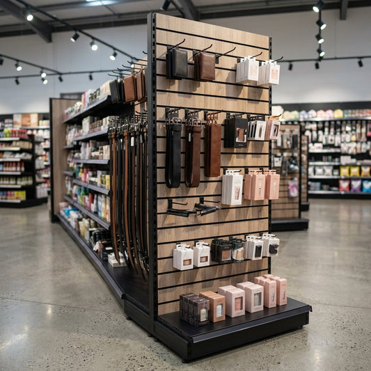 1.6m high wood-effect gondola display bay, 570mm base shelf