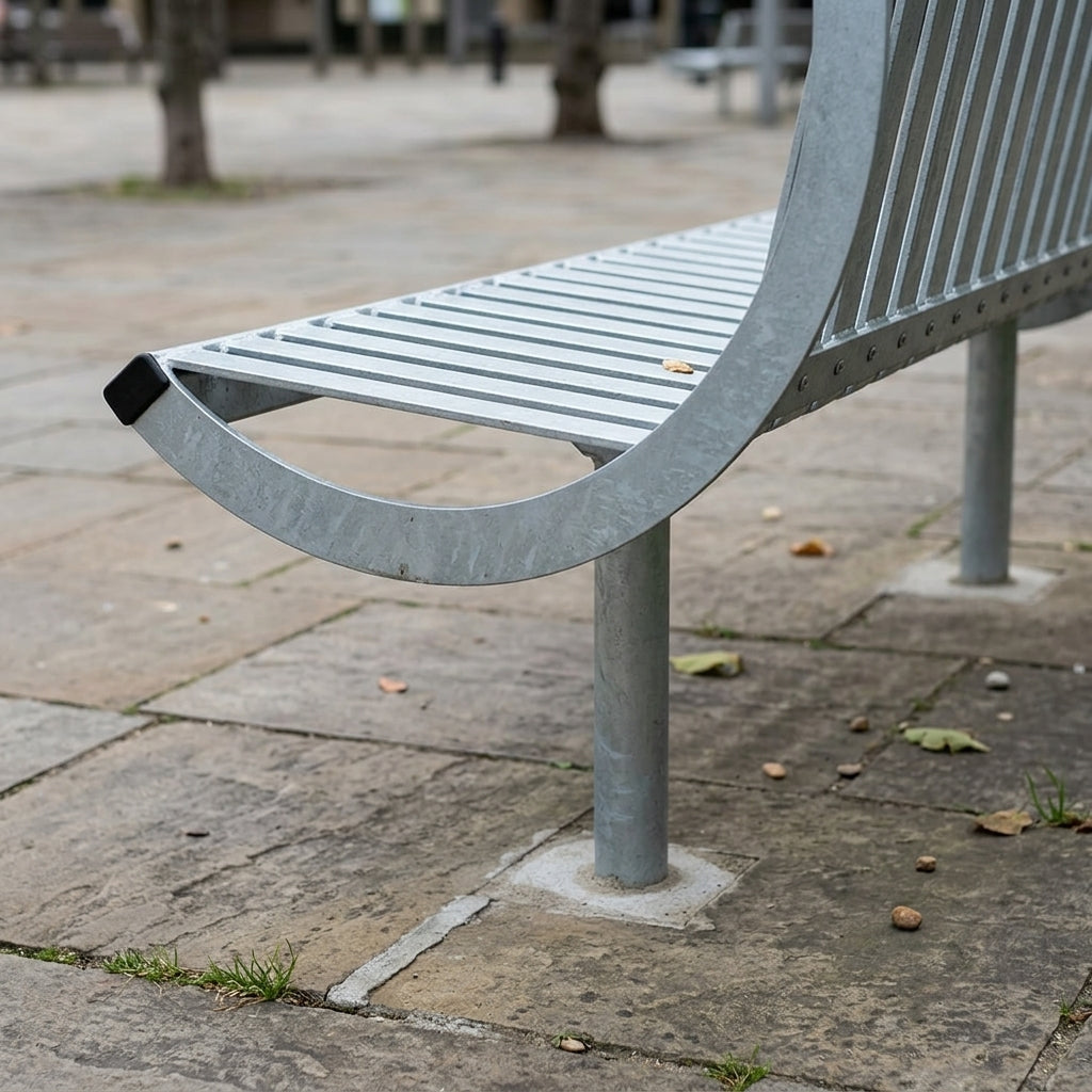1800mm Steel Seat Bench with Back | Street Furniture (view 2)