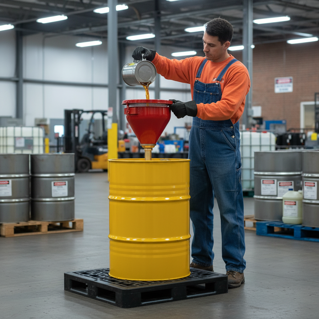 Justrite® Safety Drum Funnel - 08207Z || With Self-Closing Lid