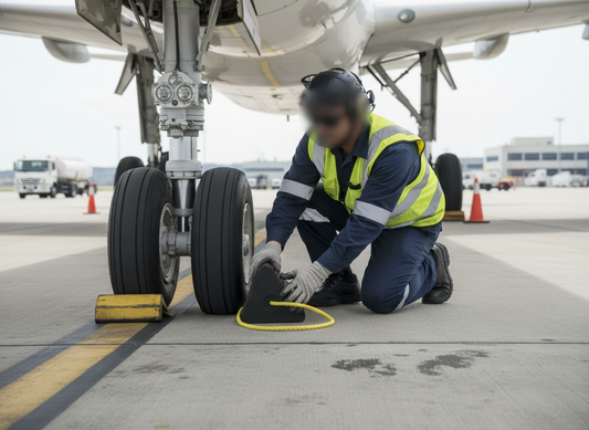 Premium Heavy Duty Aircraft Wheel Chock 225mm x 195mm x 250mm - Robust Design for Large Aircraft Safety