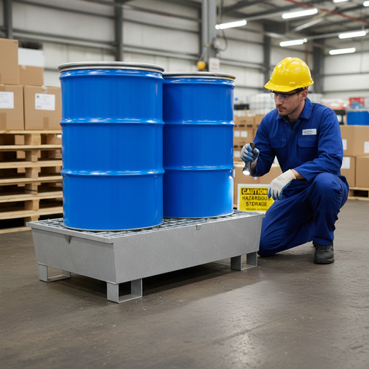 2 Drum Spill Pallet - Galvanised Steel - GSP2D || 240ltr Sump Capacity