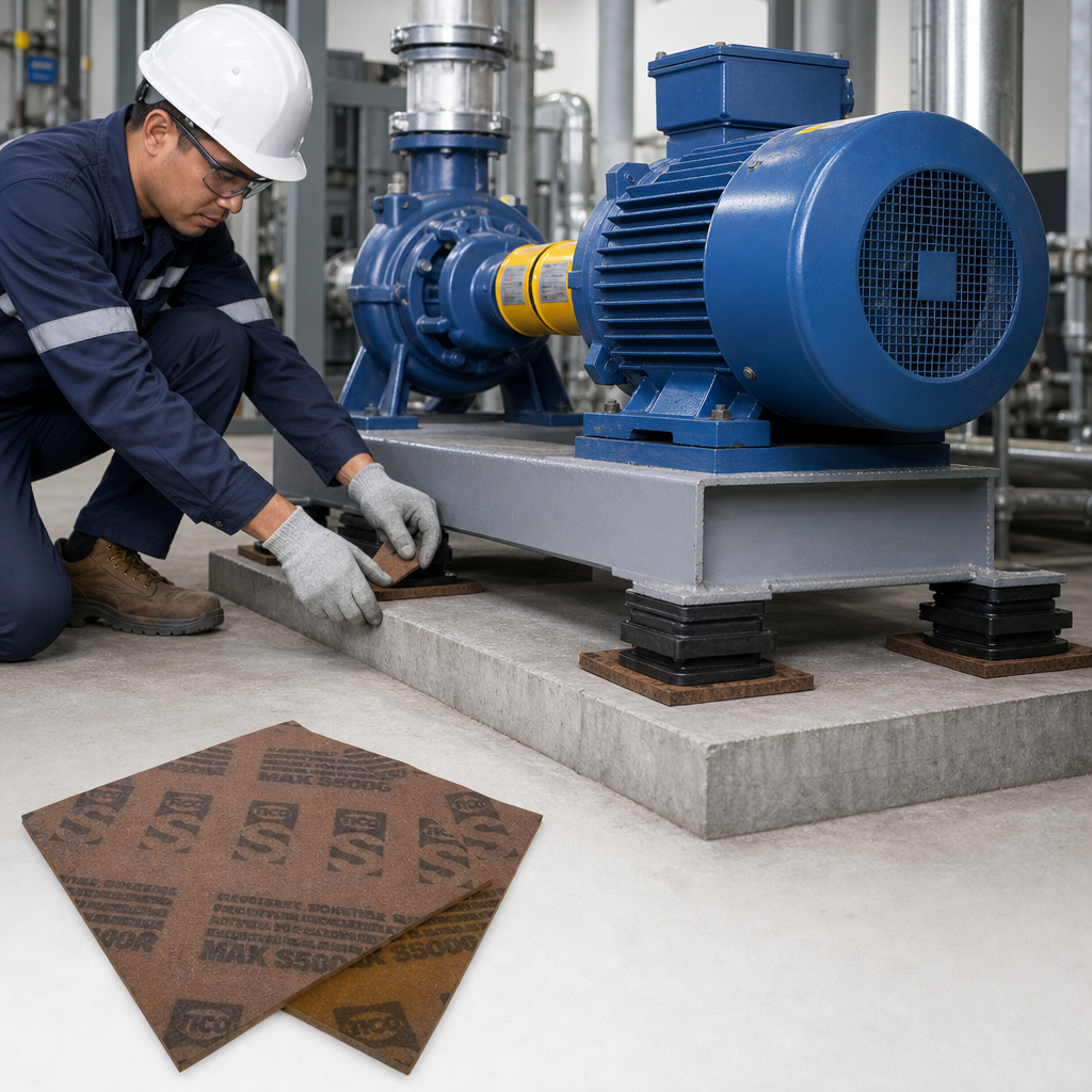 Cork and Rubber Anti-Vibration Mounting for Machinery Noise Reduction