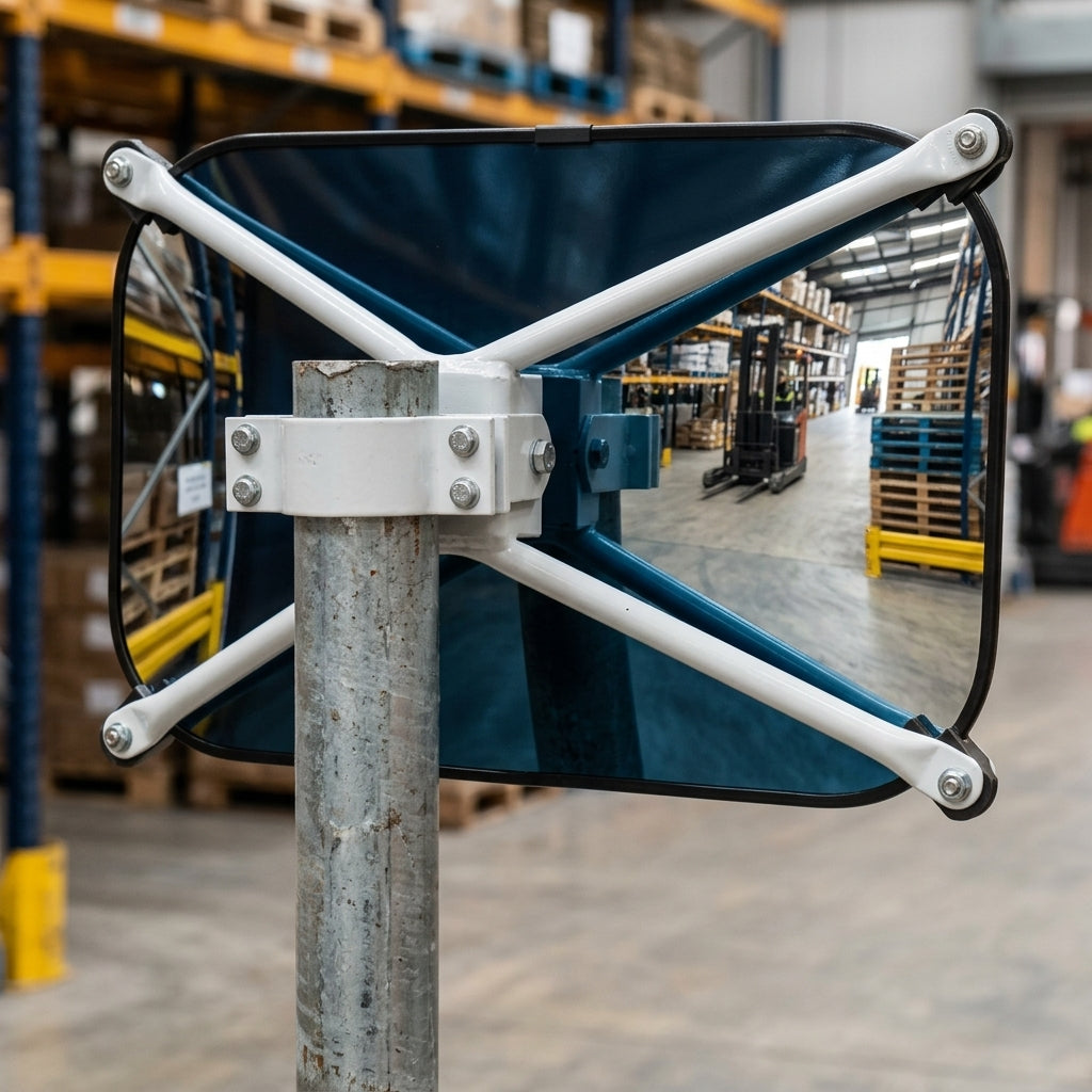 76mm Galvanised Steel Traffic Mirror Sign Post – 3000–3900mm (view 2)