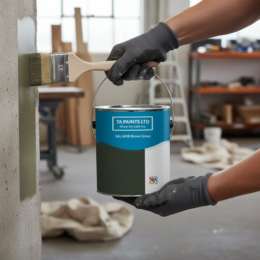 Premium Universal PU Enamel Paint - RAL 6008 Brown Green, Quick-Drying, Durable for Metal, Wood, and Concrete Surfaces