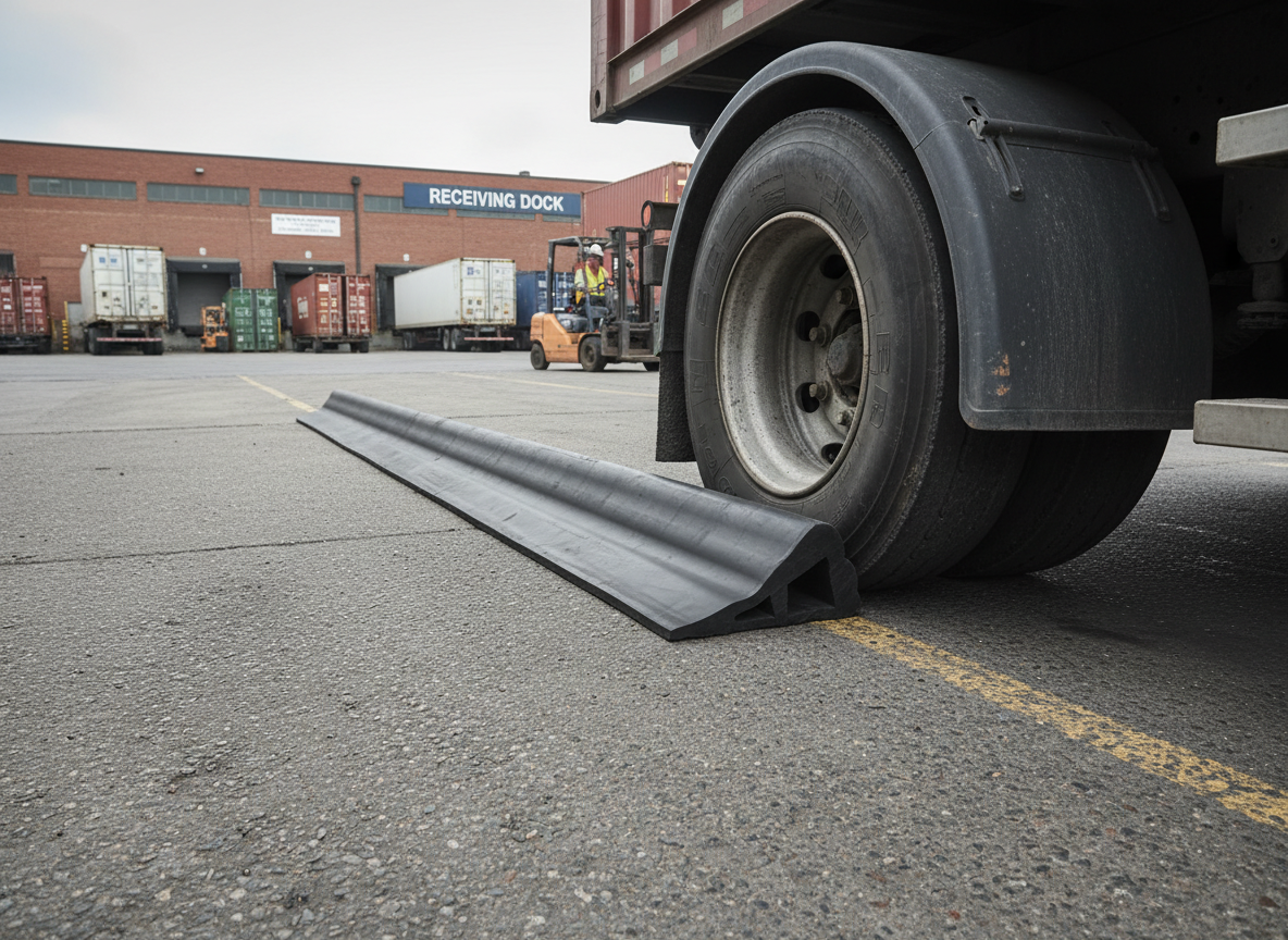 Premium Rubber Wheel Chock for Vehicle and Industrial Use, Dimensions 157 x 72 x 1000 mm, Lightweight and Versatile