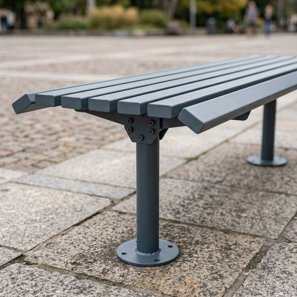 1800mm outdoor steel bench, galvanised or powder coated (view 2)