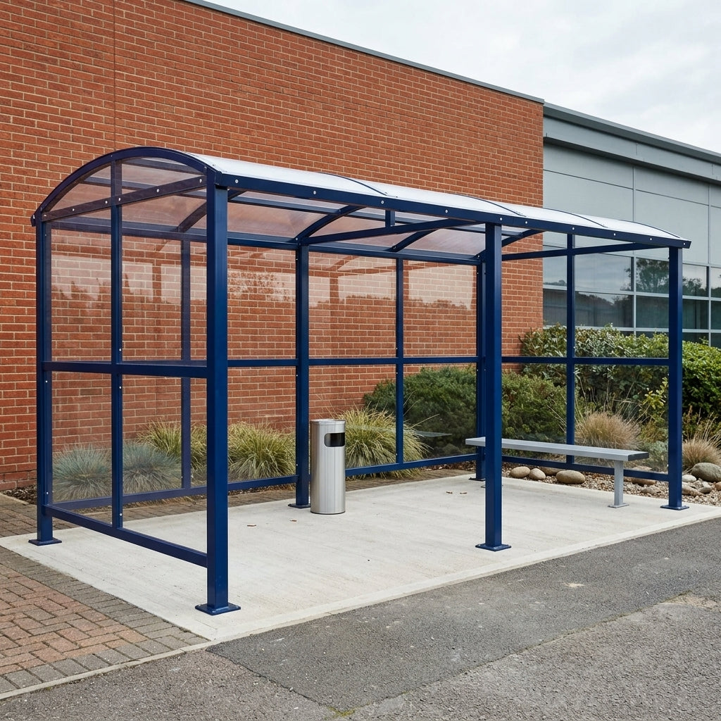 Multi-use smoking shelter, 1950mm roof depth, 3–9m lengths