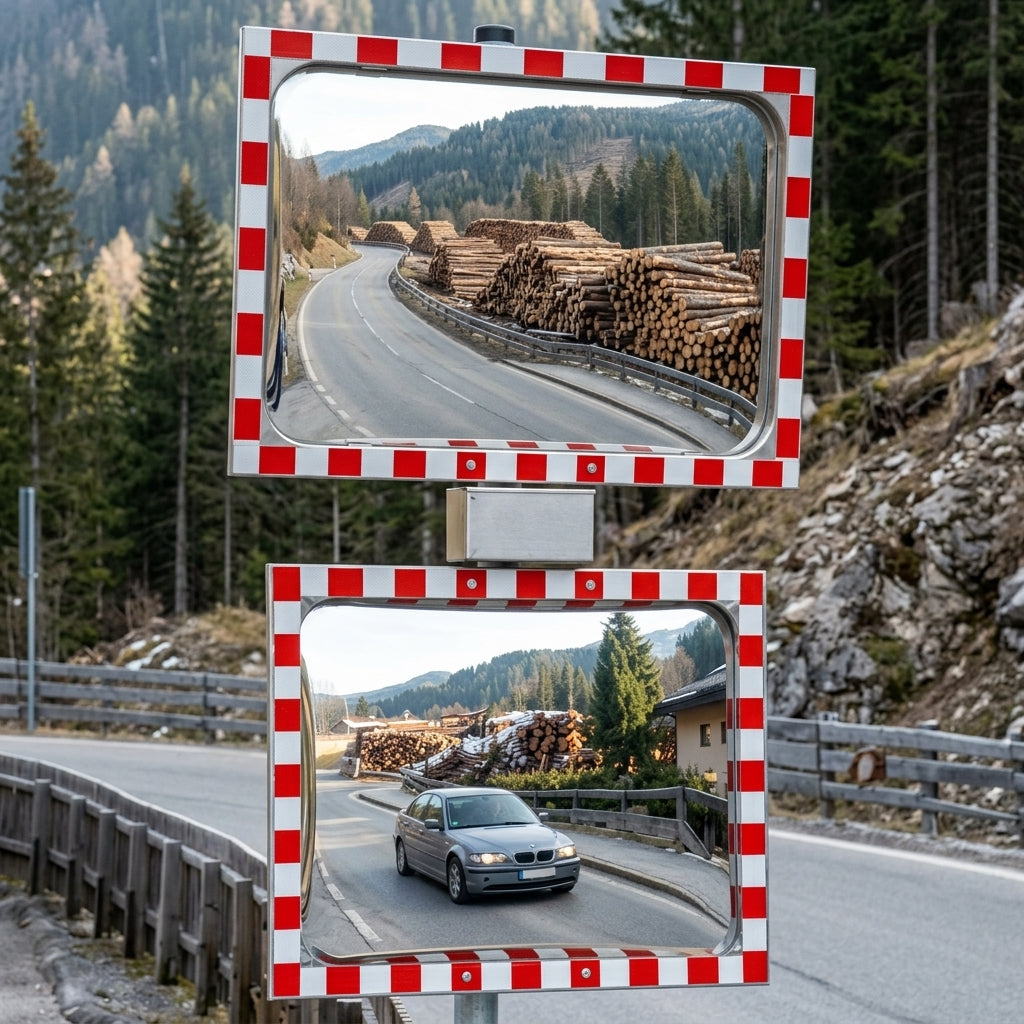 600–1000mm stainless steel traffic mirror with ice-prevention gel