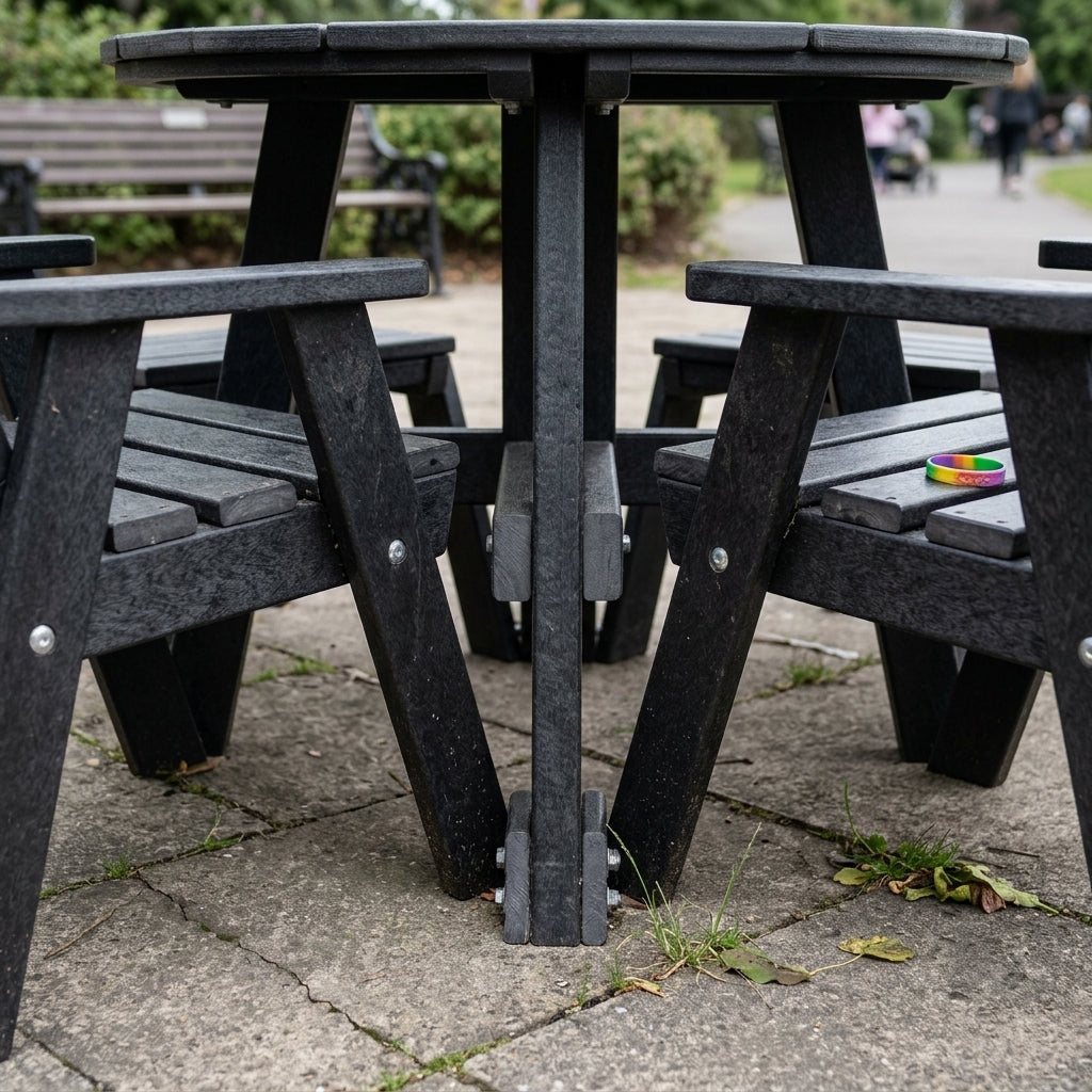 Recycled plastic table and chair set, black or brown (view 2)