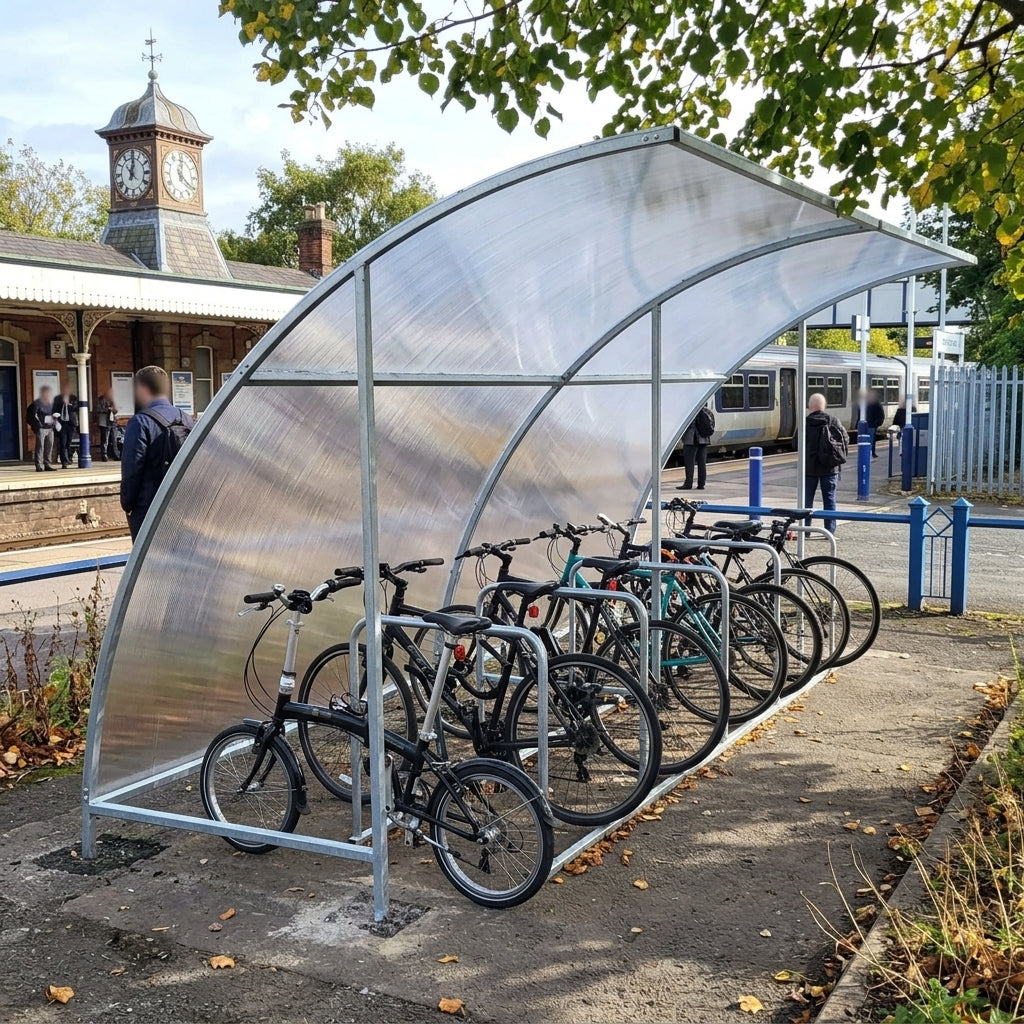 4m × 2m 10-Cycle Shelter with Galvanised Stand