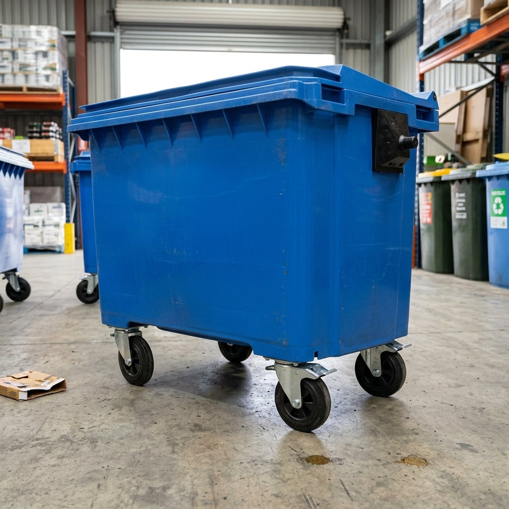 1100L flat top wheelie bin with 4 wheels
