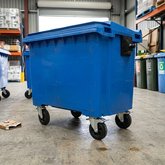 1100L flat top wheelie bin with 4 wheels