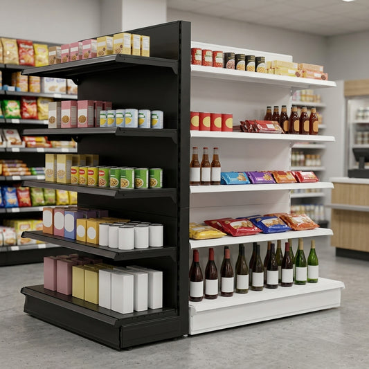 1.6m End Promo Bay with 370mm Base & 300mm Upper Shelves