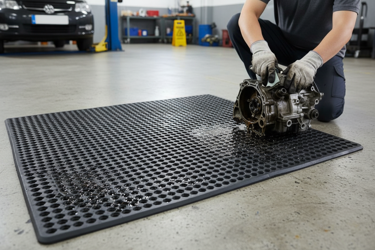 Premium Heavy Duty Multi-Purpose Mat with Anti-Slip Surface, Drainage Channels, and Bevelled Edge for Indoor and Outdoor Use